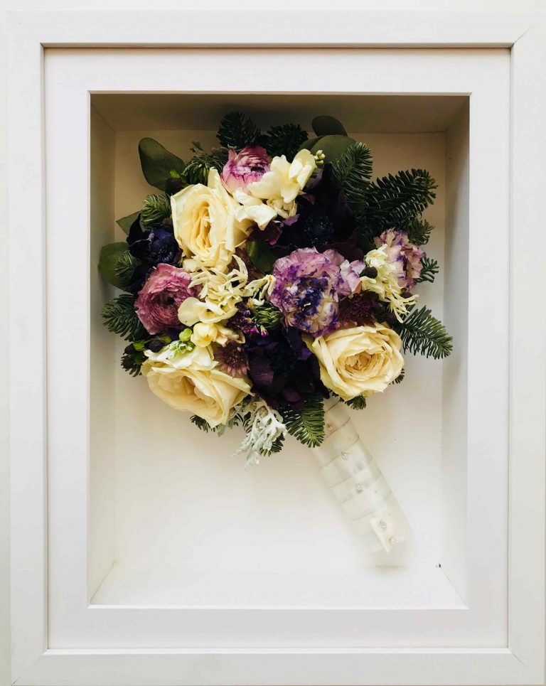 Posy White Frame Wedding Bouquet Preservation